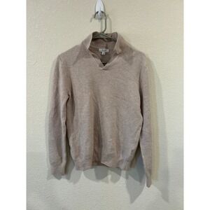 REISS Swifts 100% Merino Wool V Neck Collar Sweater Beige Size M